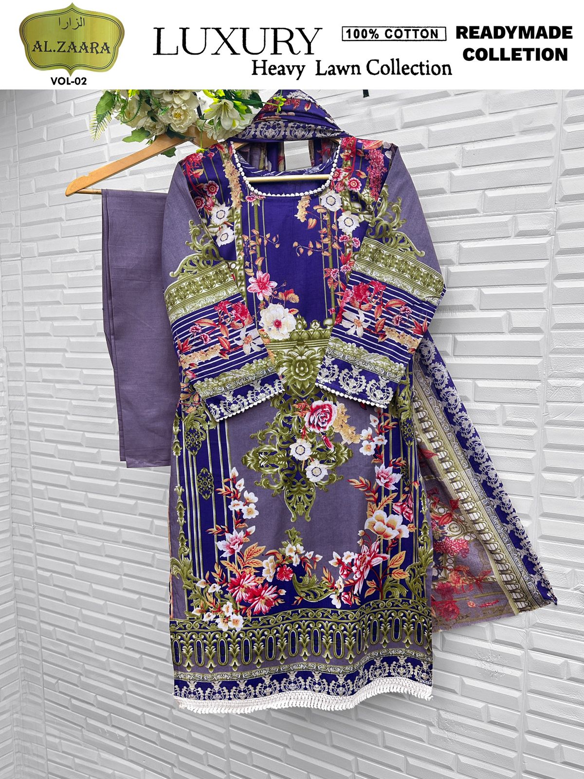 Vol 2 Luxury Heavy Lawn Collection Open Pic Al Zaara Cotton Karachi Readymade Suits Wholesaler India