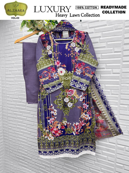 Vol 2 Luxury Heavy Lawn Collection Open Pic Al Zaara Cotton Karachi Readymade Suits Wholesaler India