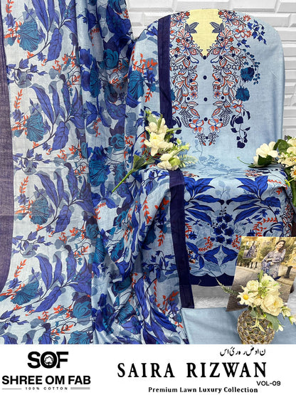 Saira Rizwan Vol 9 Shree Om Pure Lawn Open picture Karachi Salwar Suits Supplier