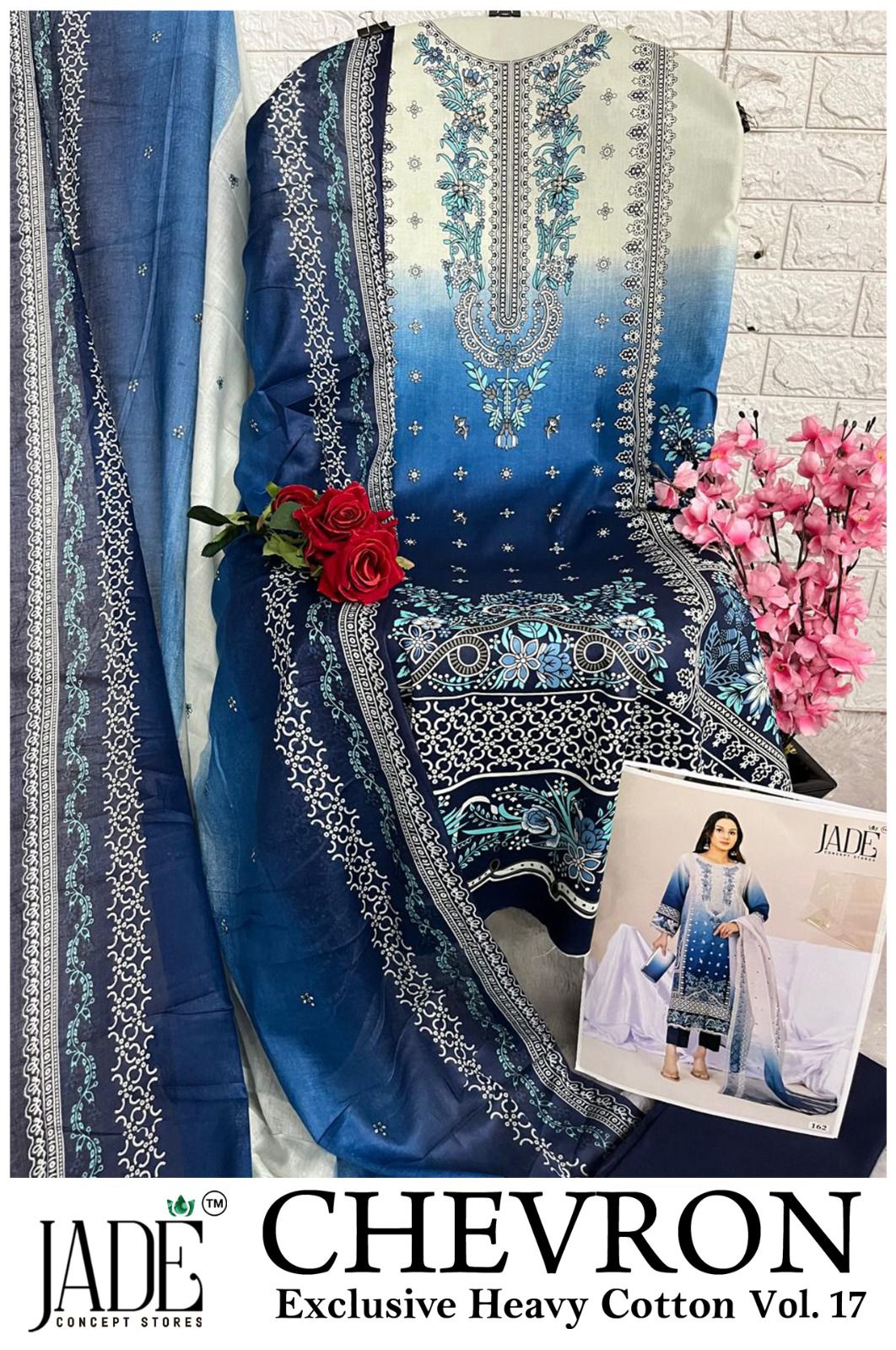 Chevron Vol 17 Jade Mix Cotton Open Pictures Karachi Salwar Suits Wholesale Rate