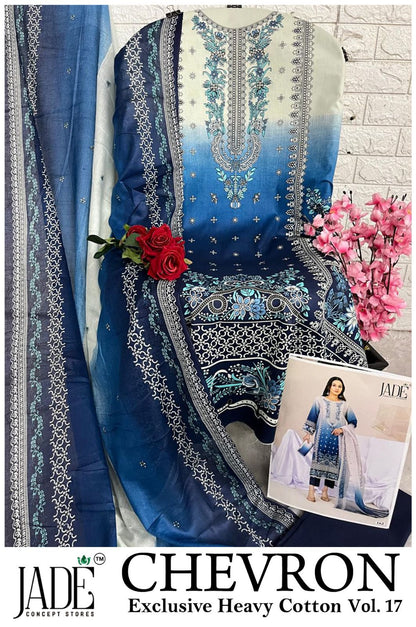 Chevron Vol 17 Jade Mix Cotton Open Pictures Karachi Salwar Suits Wholesale Rate