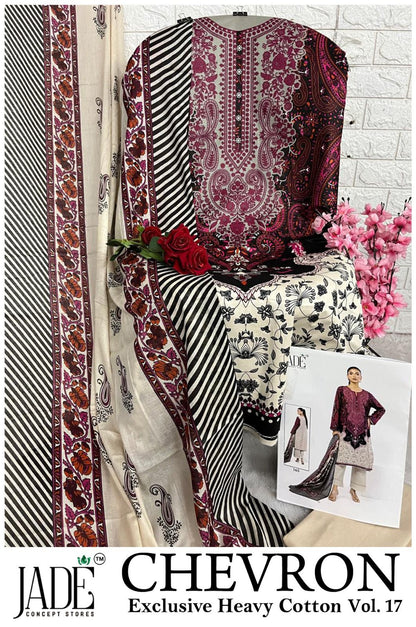 Chevron Vol 17 Jade Mix Cotton Open Pictures Karachi Salwar Suits Wholesale Rate