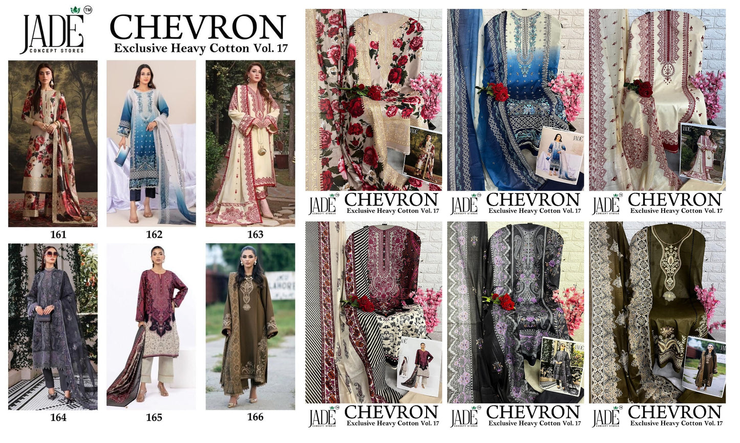 Chevron Vol 17 Jade Mix Cotton Open Pictures Karachi Salwar Suits Wholesale Rate