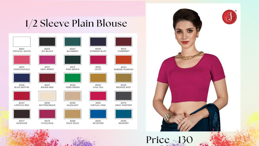 Half Sleeve Plain Jisha Blouse Wholesaler