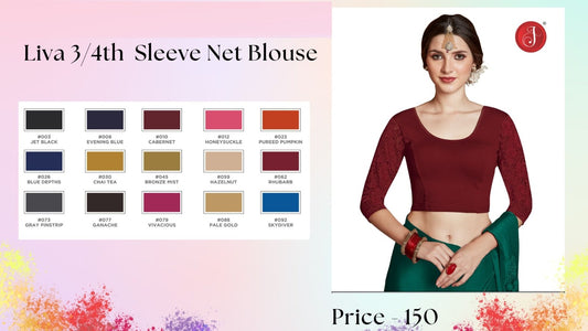 Liva Three Fourth Sleeve Net Jisha Blouse Wholesale Price