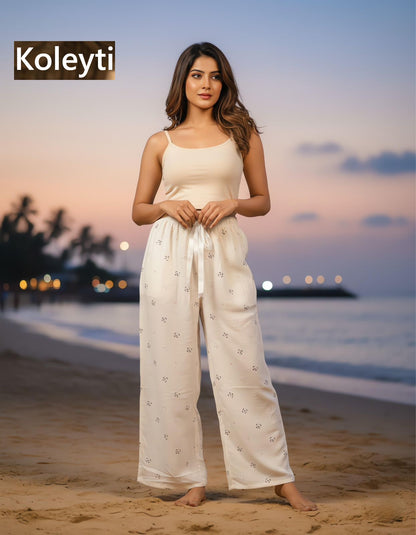 White 1506 Koleyti Cotton Women Night Lower Supplier