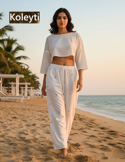 White 1506 Koleyti Cotton Women Night Lower Supplier