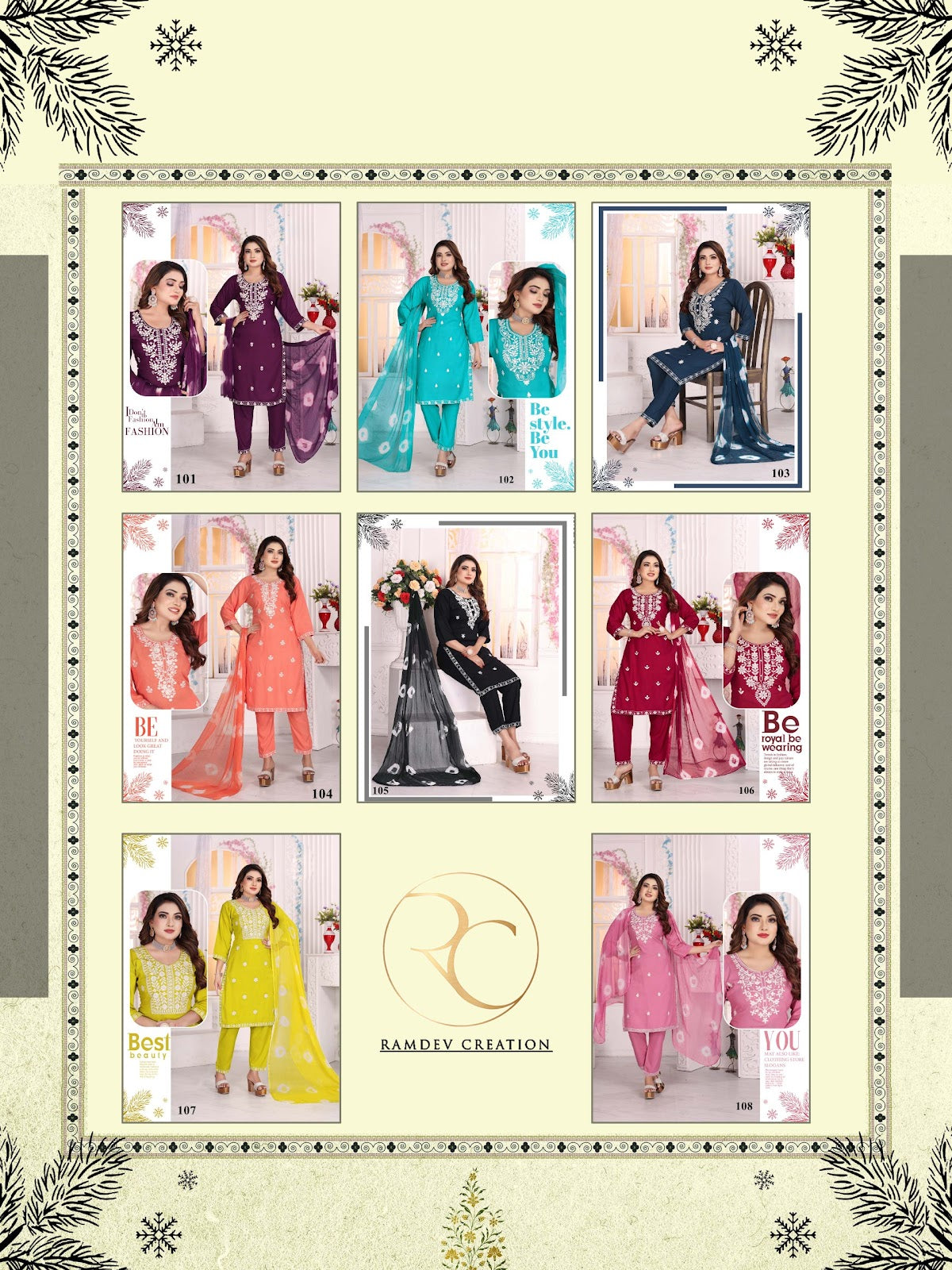 White Beauty Vol 1 Ramdev Creation Rayon 14Kg Readymade Pant Style Suits Exporter Gujarat