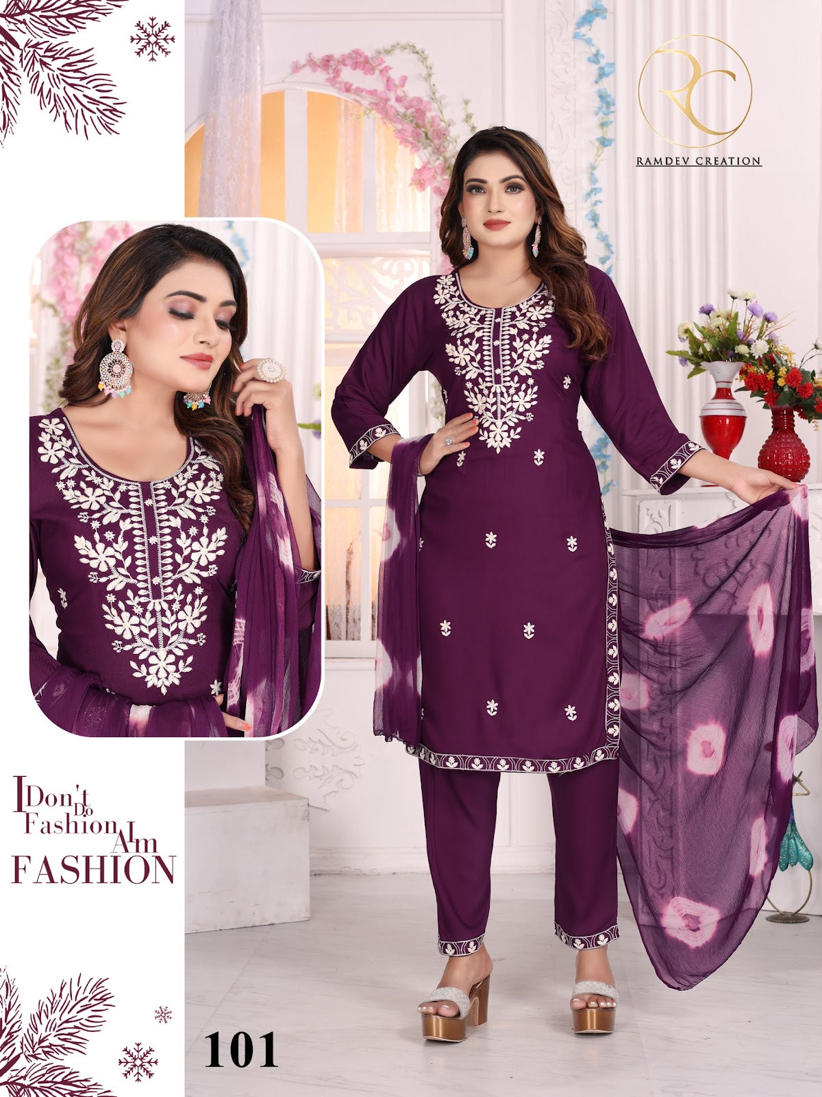 White Beauty Vol 1 Ramdev Creation Rayon 14Kg Readymade Pant Style Suits Exporter Gujarat