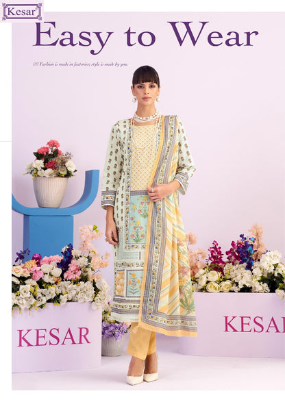 White Cloud Kesar Lawn Cotton Karachi Salwar Suits Manufacturer Ahmedabad
