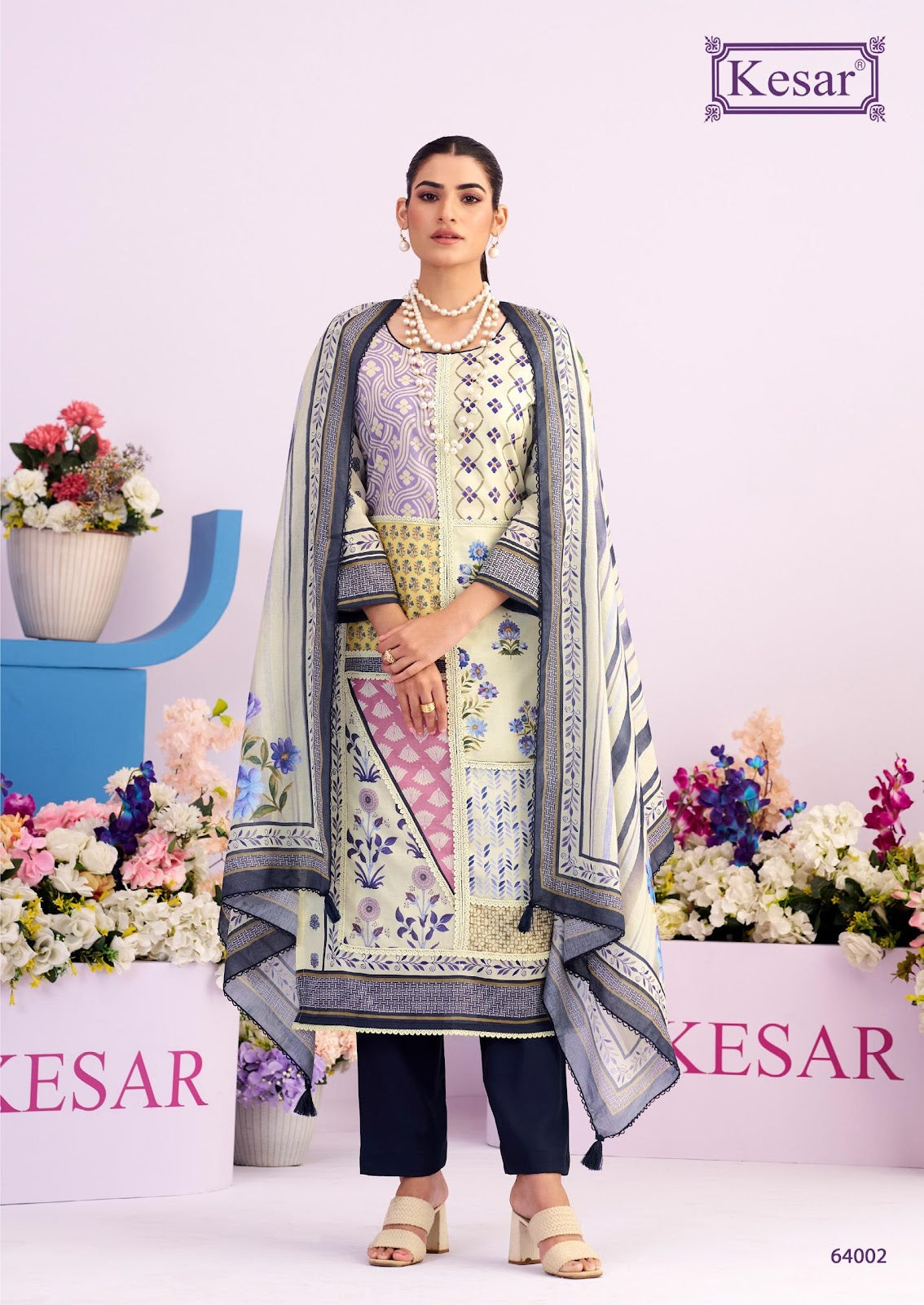 White Cloud Kesar Lawn Cotton Karachi Salwar Suits Manufacturer Ahmedabad
