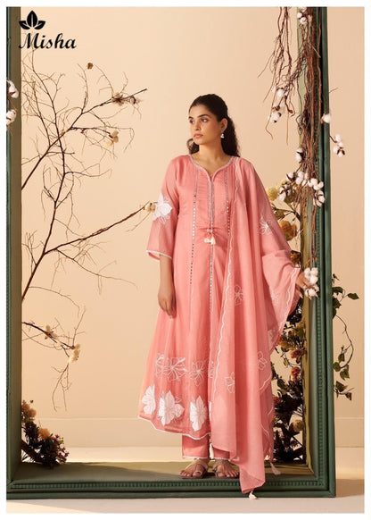 White Flower 2609 Misha Chanderi Readymade Anarkali Suits Exporter Gujarat