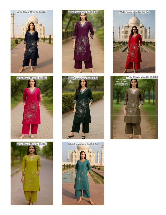 White Flower Mmc Vatican Co Ord Set Exporter Gujarat
