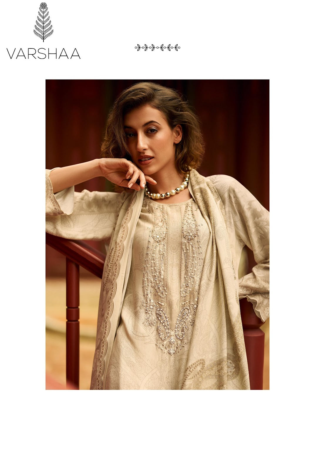 White Gold Varshaa Pashmina Suits Wholesale Price