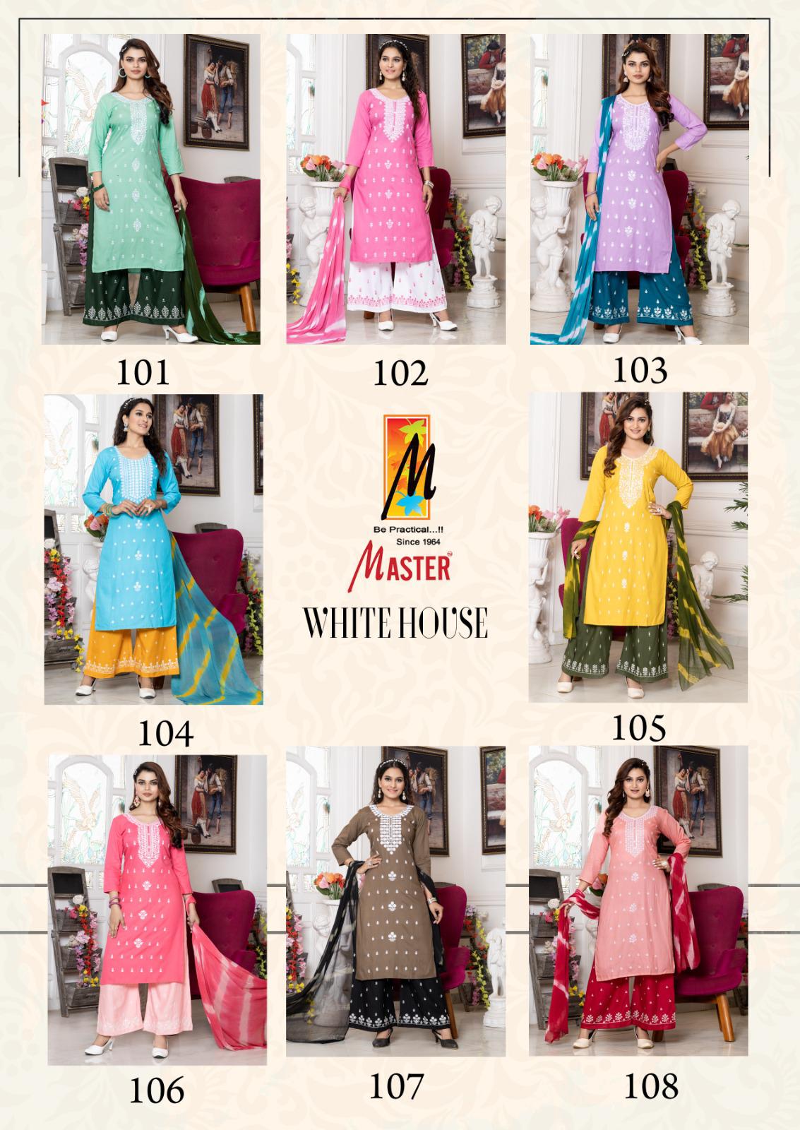 White House Master Rayon Readymade Plazzo Style Suits Manufacturer Gujarat