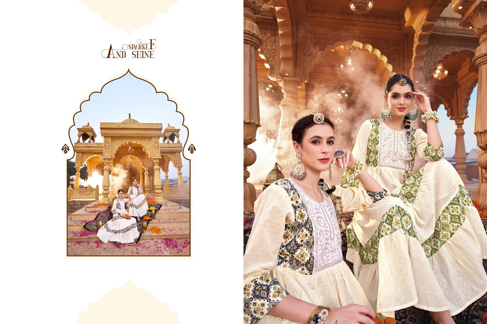 White Kasturi Poonam Designer Jacquard One Piece Gown Exporter