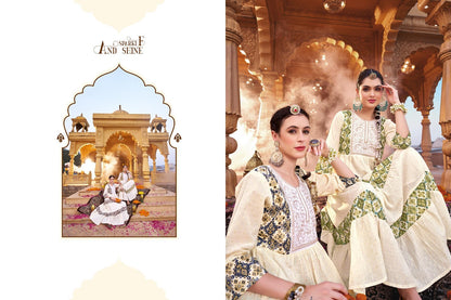 White Kasturi Poonam Designer Jacquard One Piece Gown Exporter