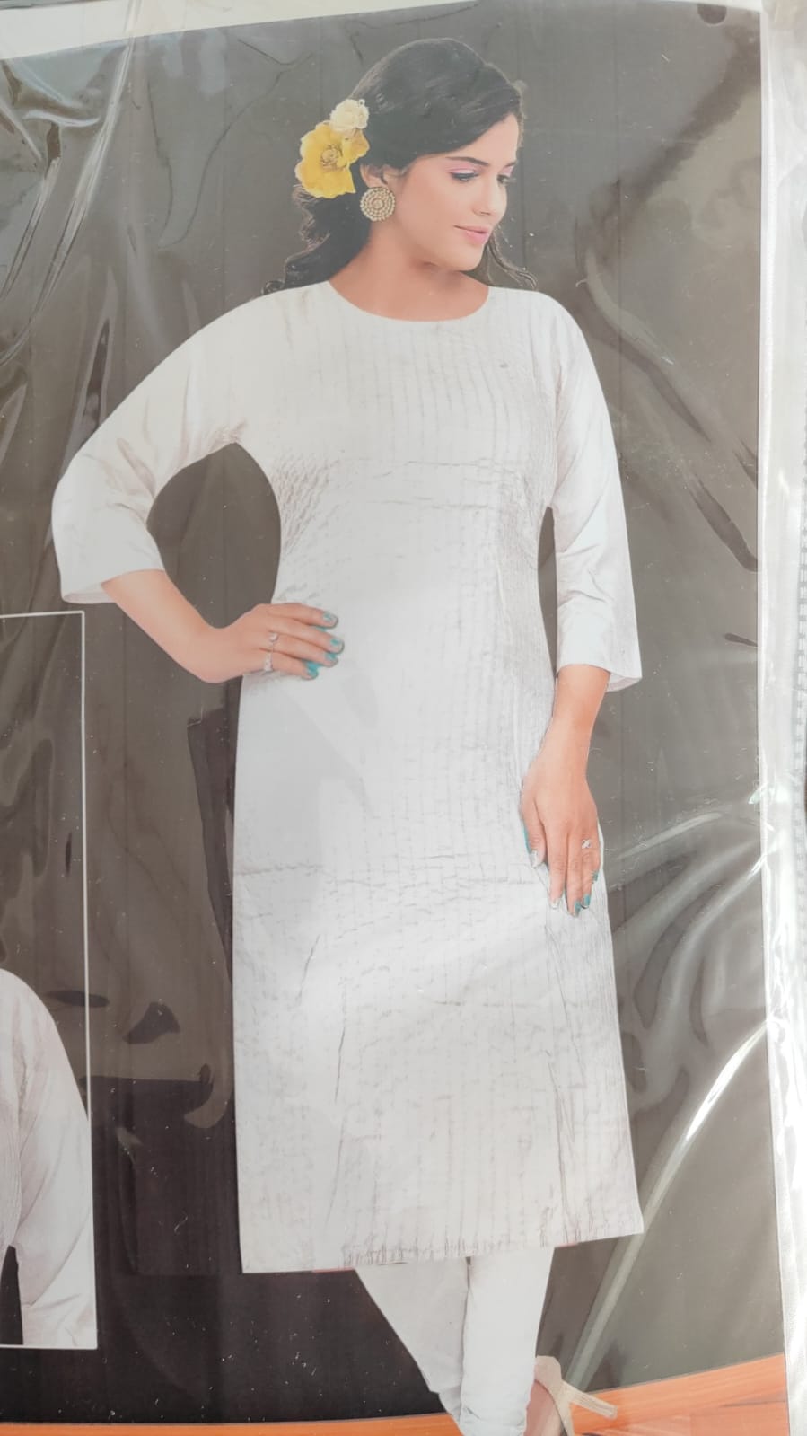 White Cinderella Kinti Rayon Knee Length Kurtis – Kavya Style Plus