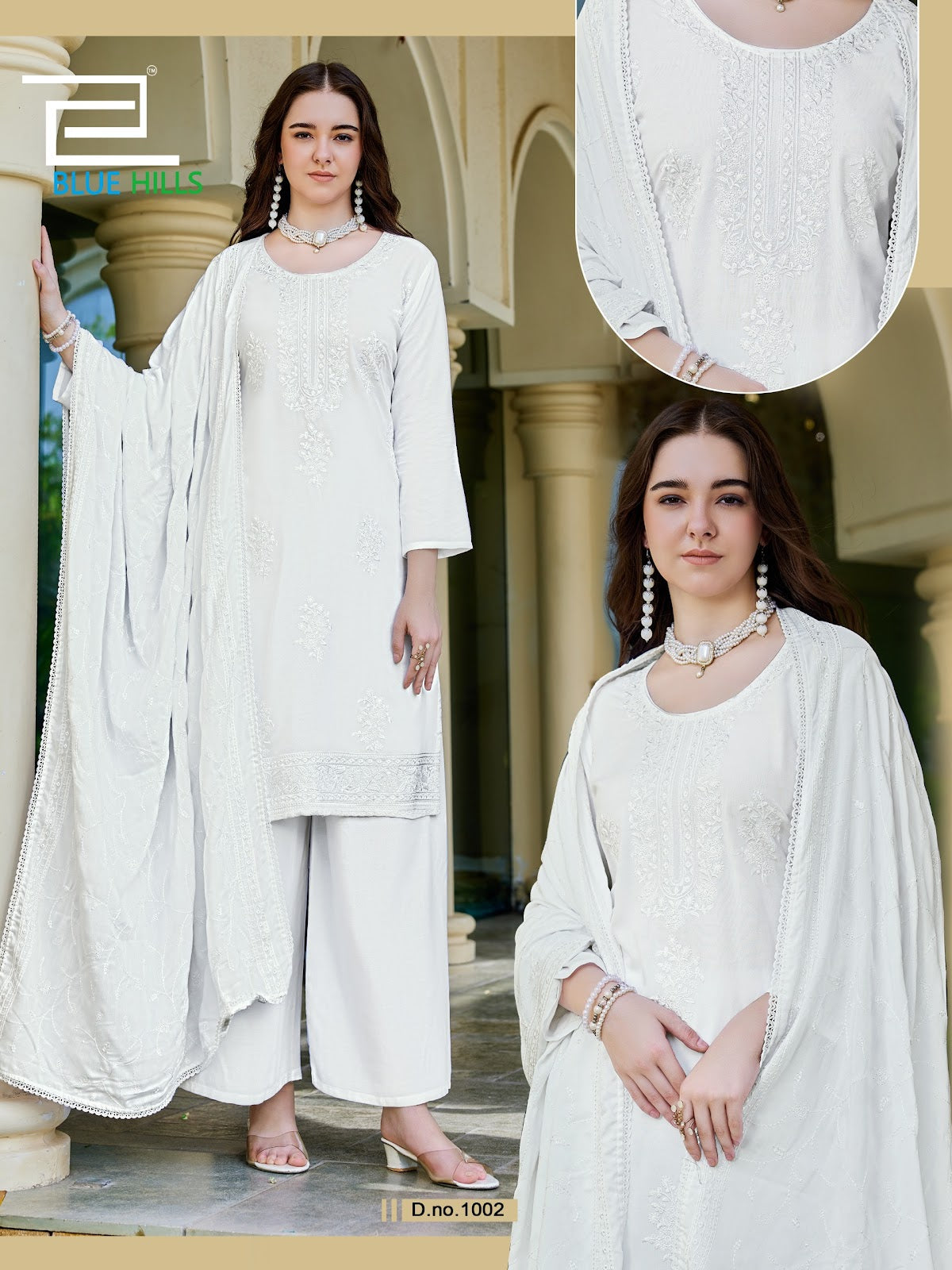 White Lily Blue Hills Rayon 14Kg Readymade Plazzo Style Suits Supplier Gujarat