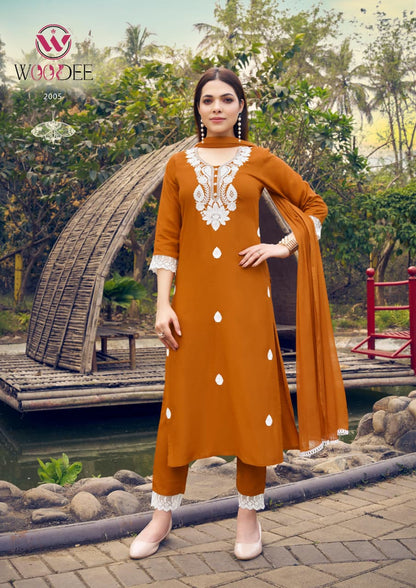 White Lotus Vol 2 Woodee Liva Rayon Readymade Pant Style Suits Manufacturer Gujarat