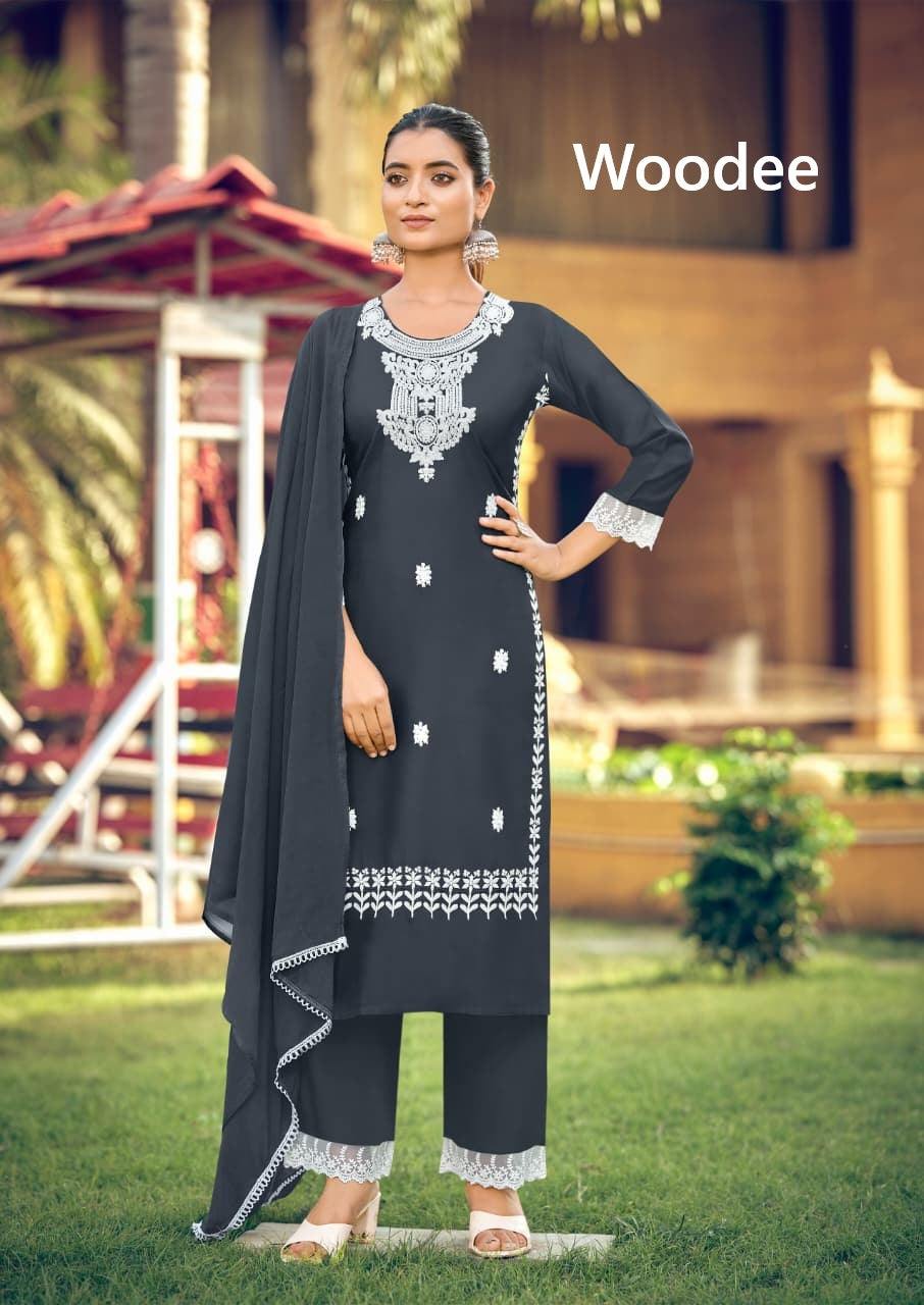 White Lotus Vol 3 Woodee Liva Rayon Readymade Pant Style Suits Wholesaler India