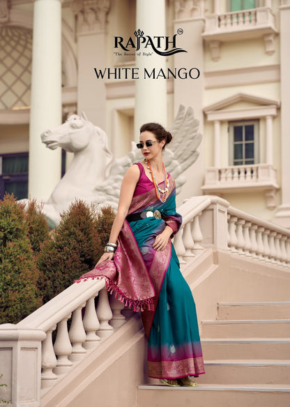White Mango Rajpath Soft Silk Sarees Manufacturer Ahmedabad