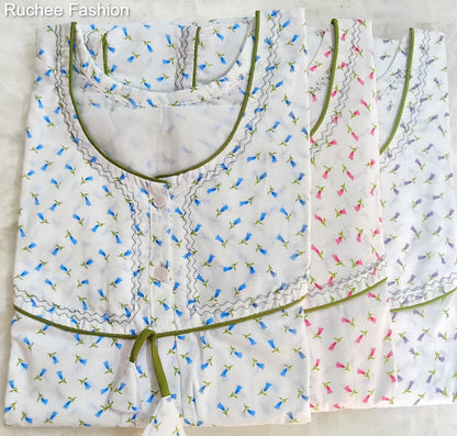 White Megya Ruchee Fashion Night Gowns Wholesale Price