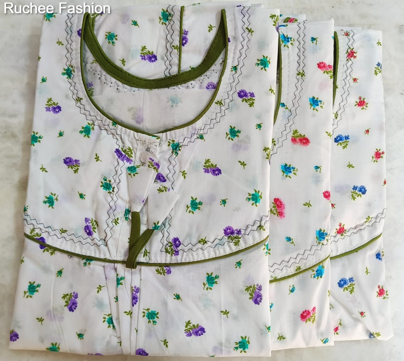 White Megya Ruchee Fashion Night Gowns Wholesale Price