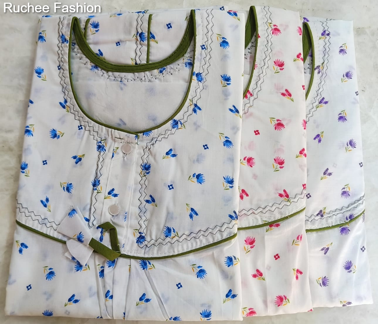 White Megya Ruchee Fashion Night Gowns Wholesale Price