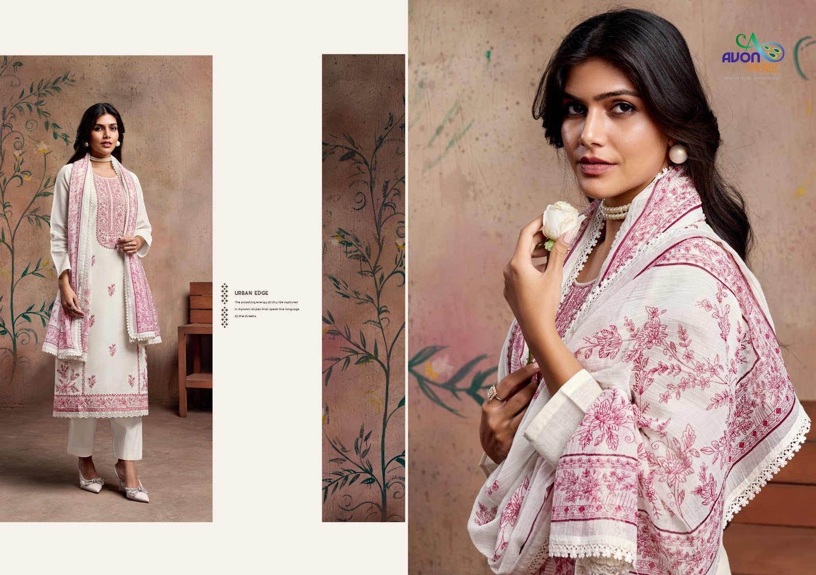 White O Queen Avon Trendz Linen Pant Style Suits Manufacturer India