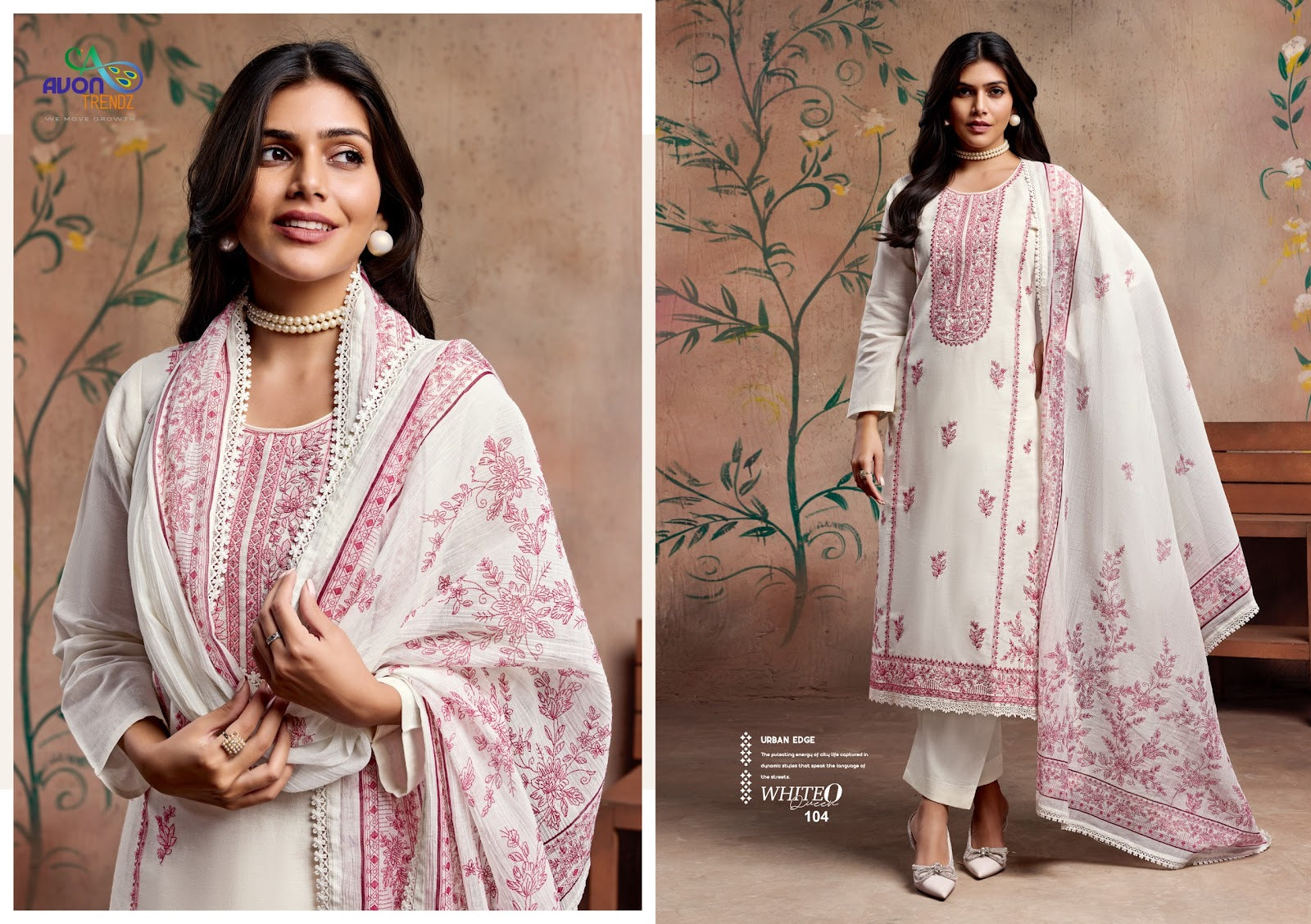White O Queen Avon Trendz Linen Pant Style Suits Manufacturer India