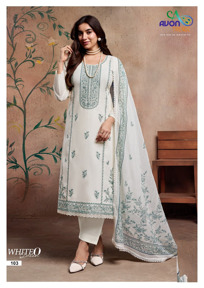 White O Queen Avon Trendz Linen Pant Style Suits Manufacturer India