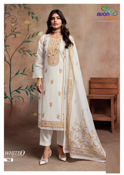 White O Queen Avon Trendz Linen Pant Style Suits Manufacturer India