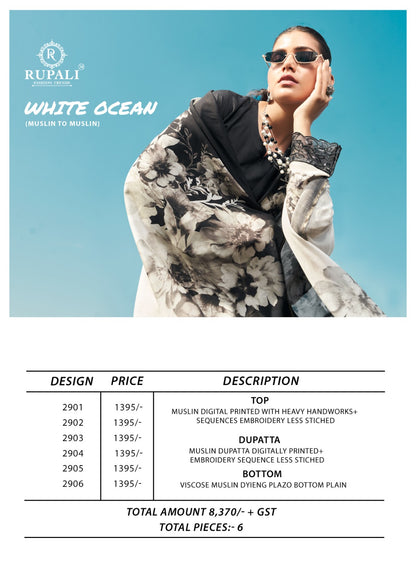 White Ocean Rupali Muslin Pant Style Suits Manufacturer