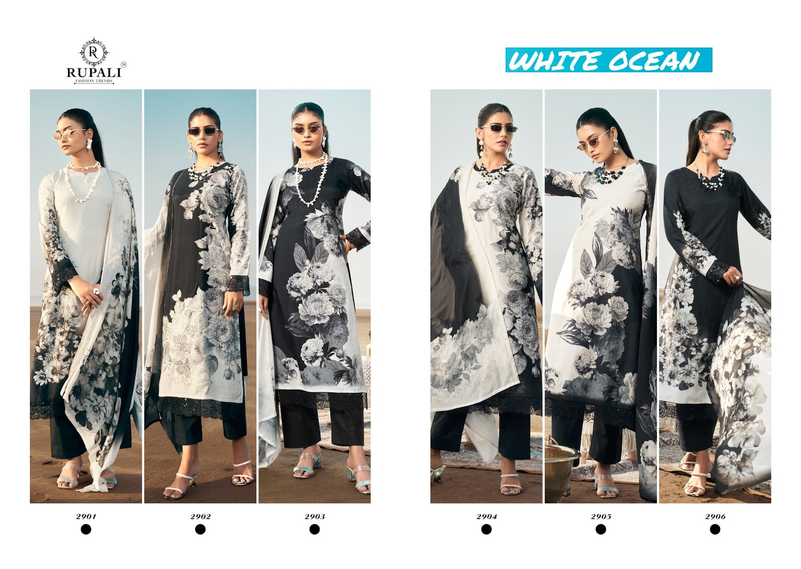 White Ocean Rupali Muslin Pant Style Suits Manufacturer