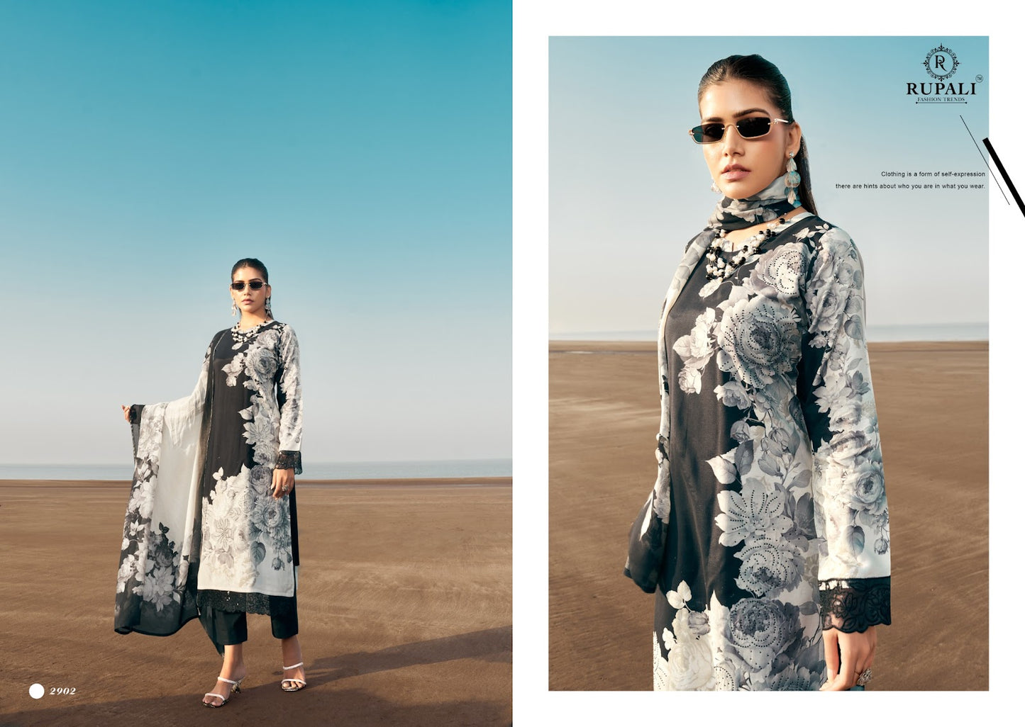 White Ocean Rupali Muslin Pant Style Suits Manufacturer