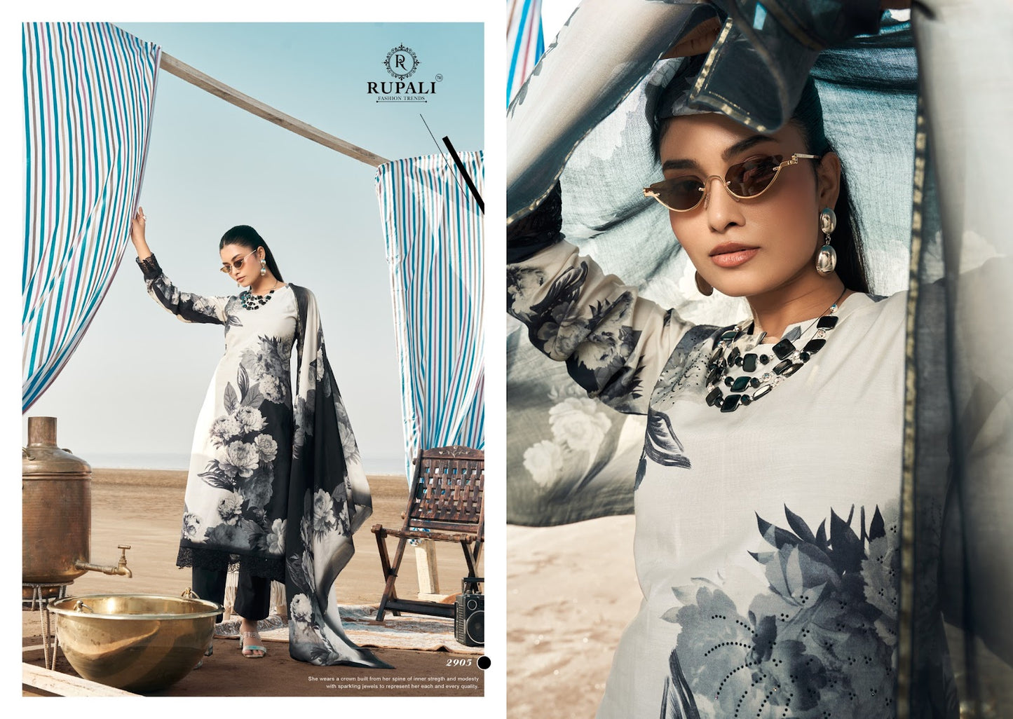 White Ocean Rupali Muslin Pant Style Suits Manufacturer