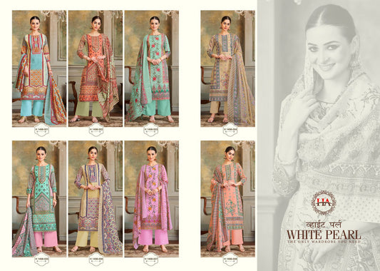 White Pearl Harshit Fashion Cambric Cotton Pant Style Suits