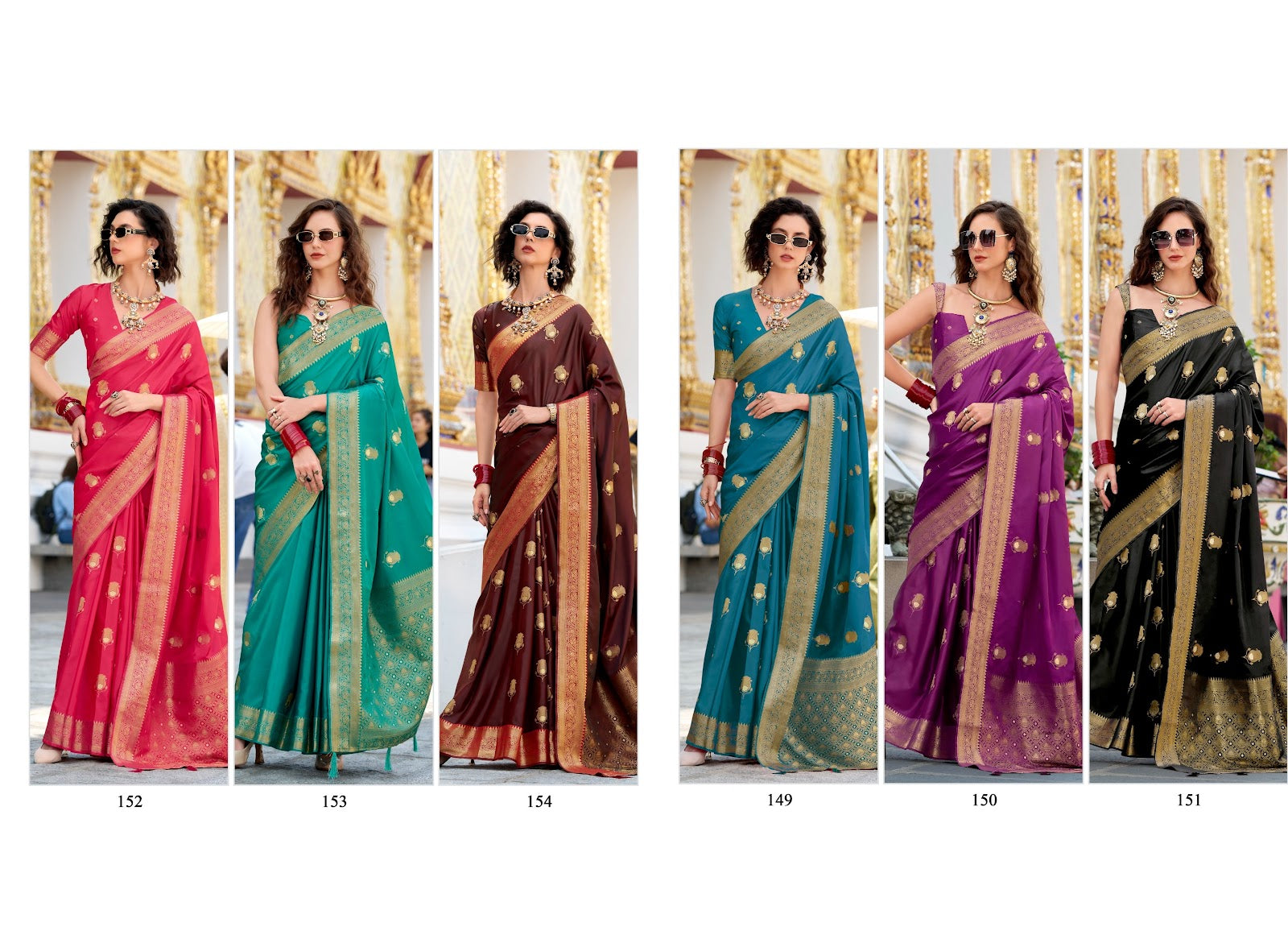 White Rose 149-154 Rajpath Satin Silk Sarees Supplier