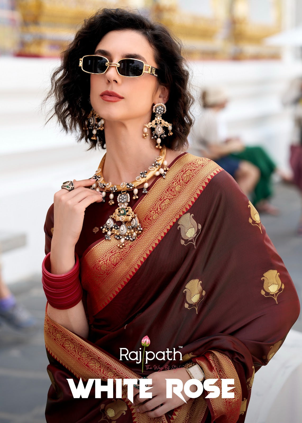 White Rose 149-154 Rajpath Satin Silk Sarees Supplier