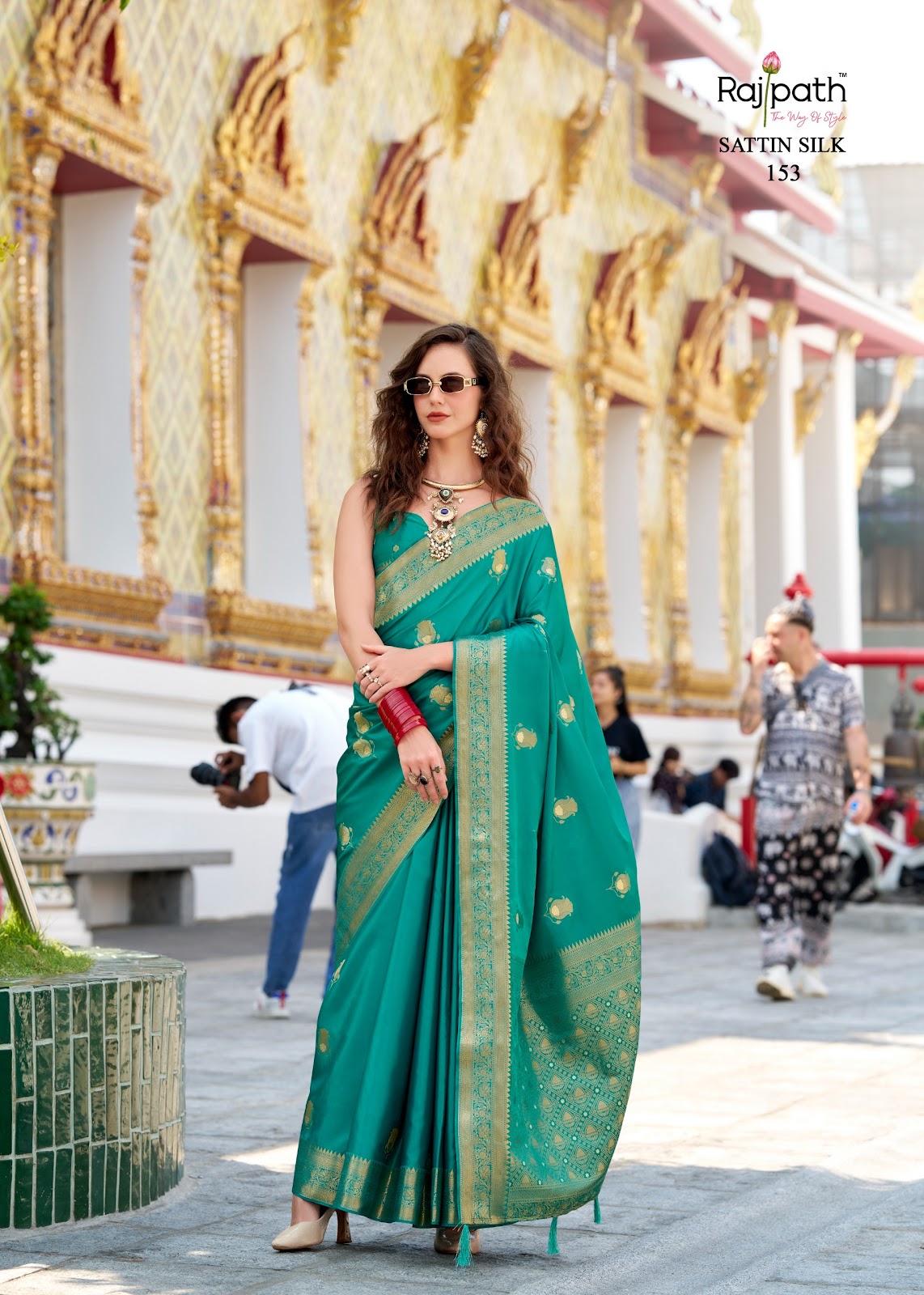 White Rose 149-154 Rajpath Satin Silk Sarees Supplier