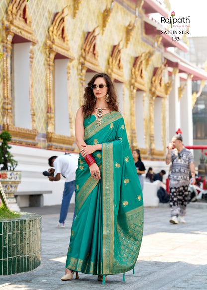 White Rose 149-154 Rajpath Satin Silk Sarees Supplier