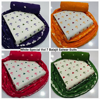 White Special Vol 7 Balajit Satin Salwar Suits Exporter Ahmedabad