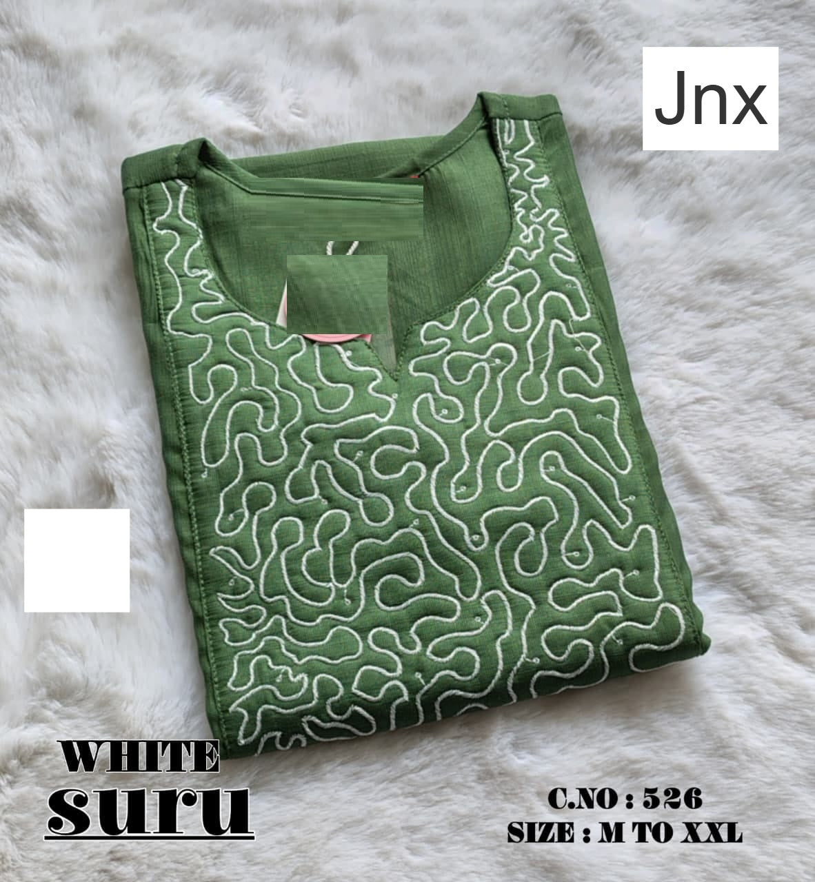 White Suru Jnx Vertican Straight Cut Kurtis Exporter