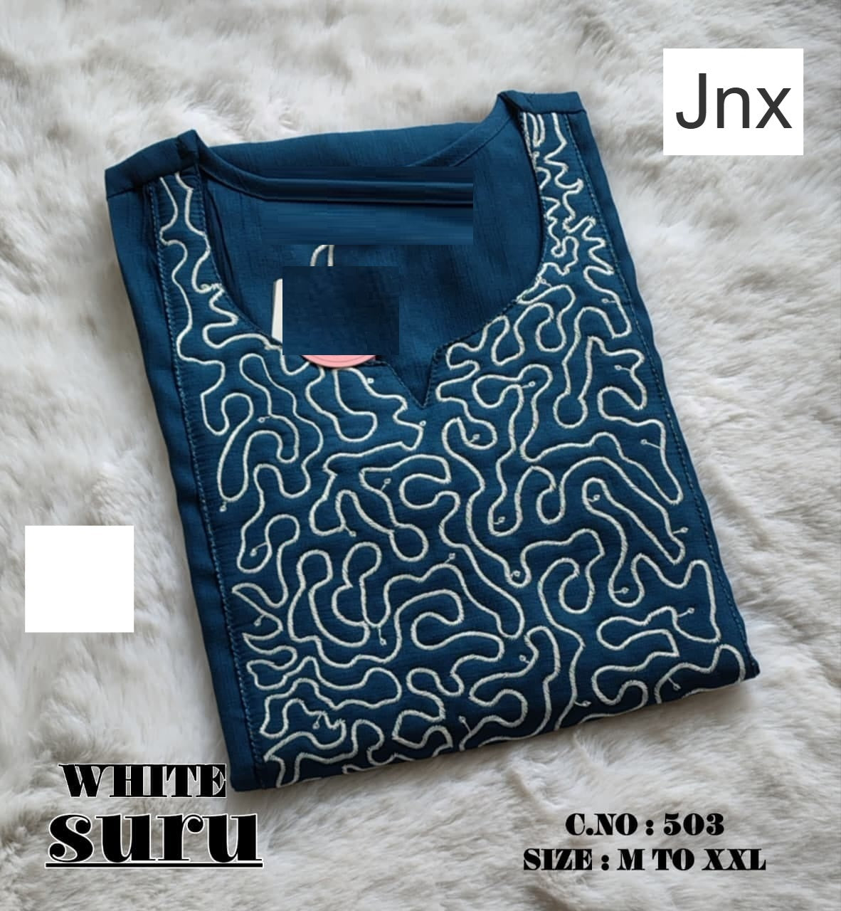White Suru Jnx Vertican Straight Cut Kurtis Exporter