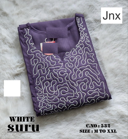 White Suru Jnx Vertican Straight Cut Kurtis Exporter