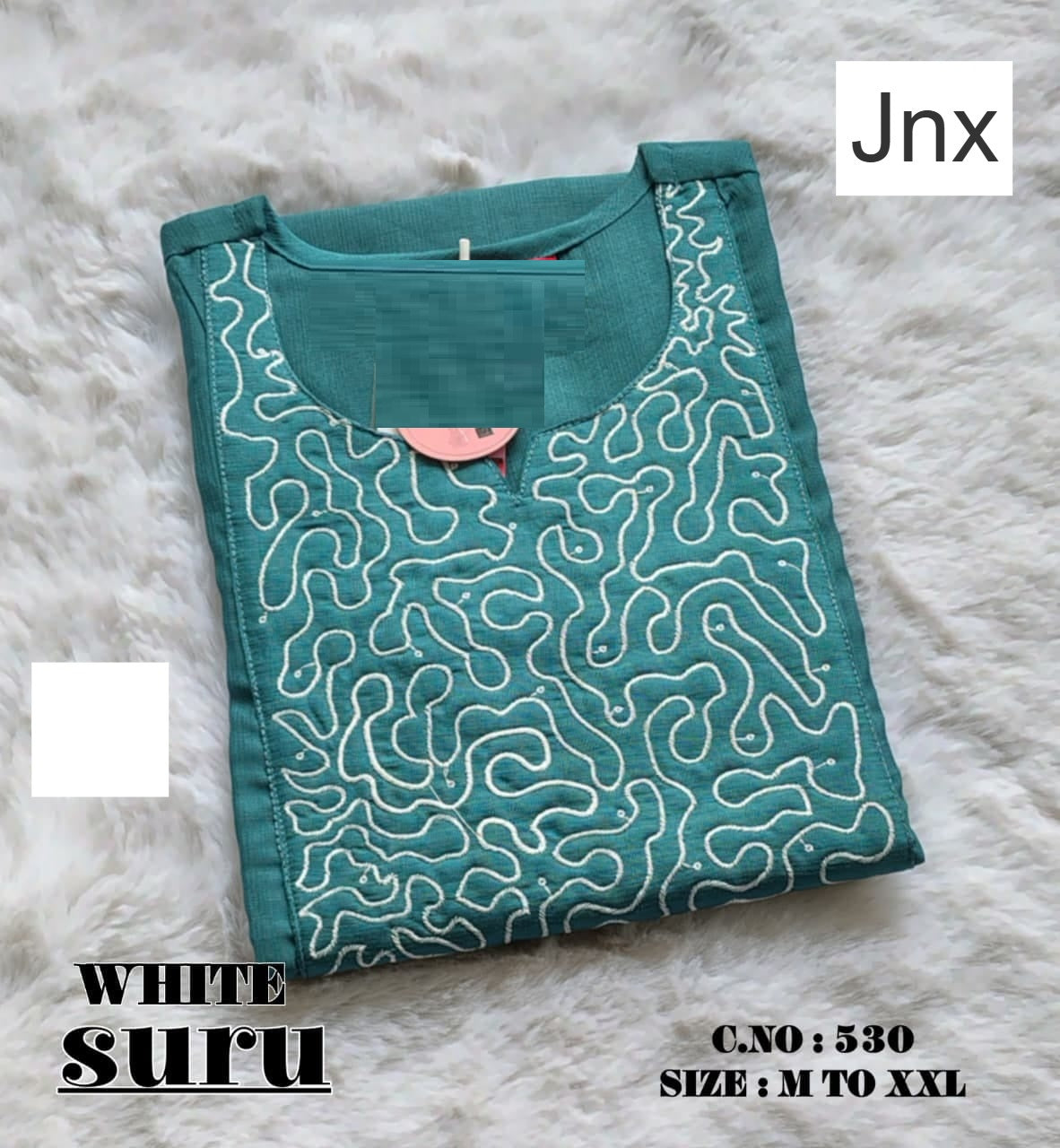 White Suru Jnx Vertican Straight Cut Kurtis Exporter