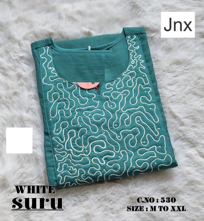 White Suru Jnx Vertican Straight Cut Kurtis Exporter
