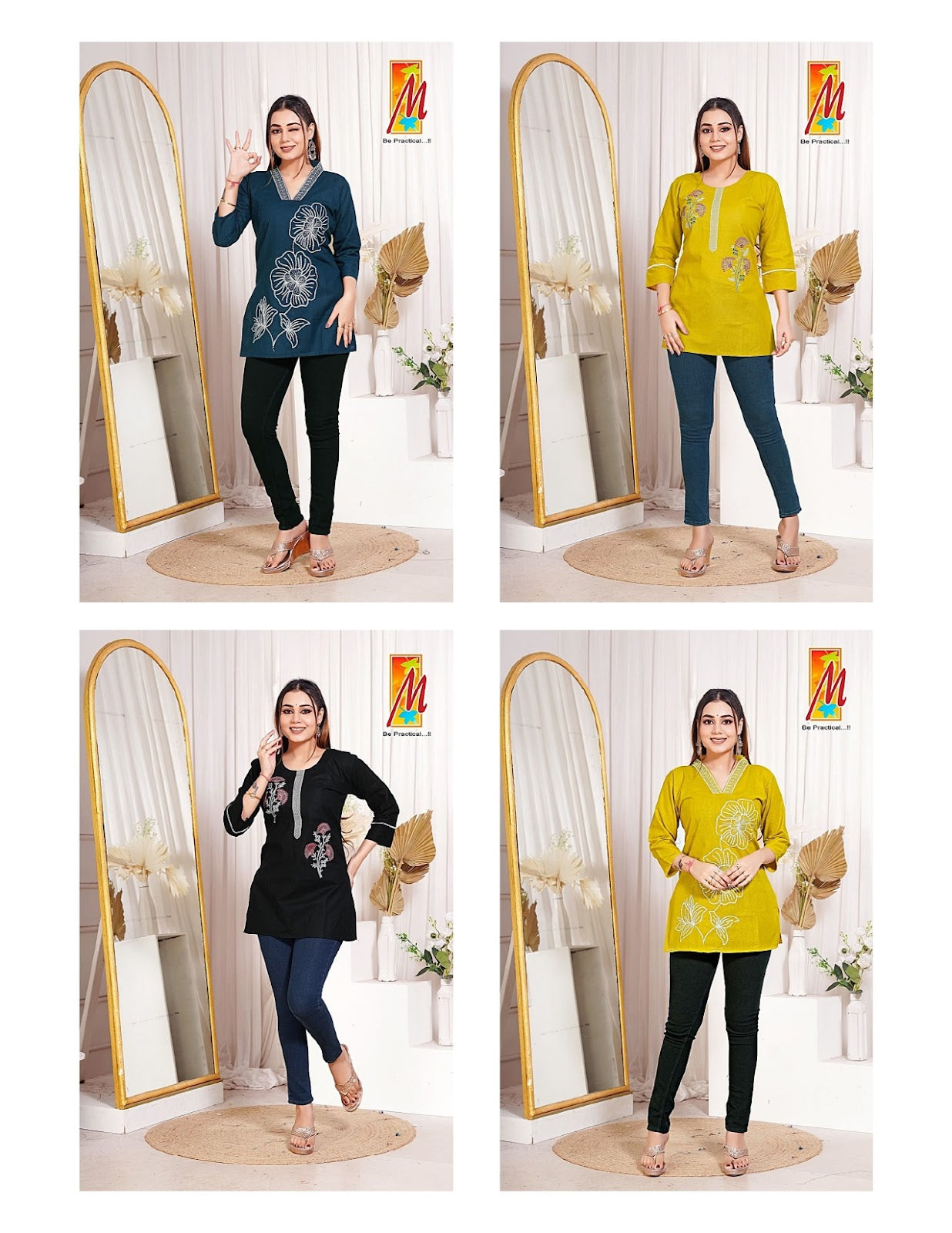 White Thread 1010 Master Cotton Short Kurtis Wholesale Rate