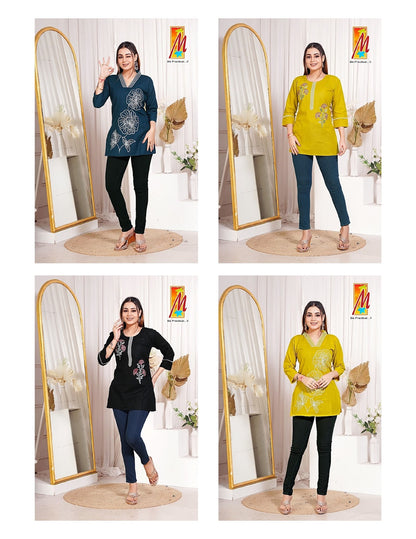 White Thread 1010 Master Cotton Short Kurtis Wholesale Rate